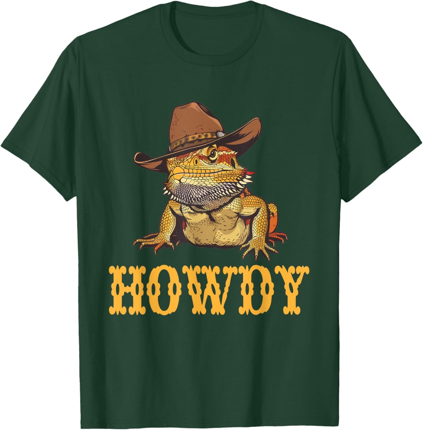 Bearded Dragon Howdy Cowboy T-Shirt - T-Shirt | Forest