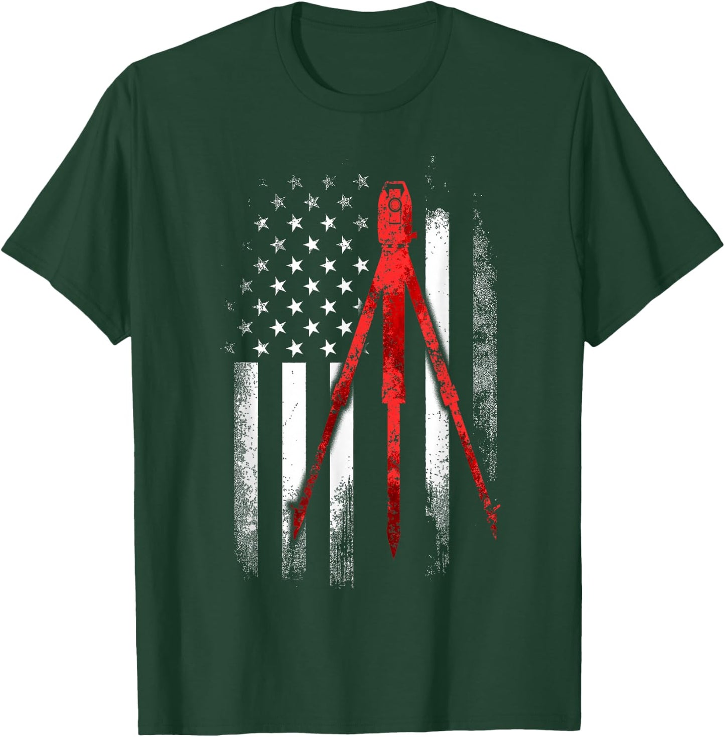 Land Surveying Flag Tool USA Funny Surveyor Gifts T-Shirt - T-Shirt | Forest