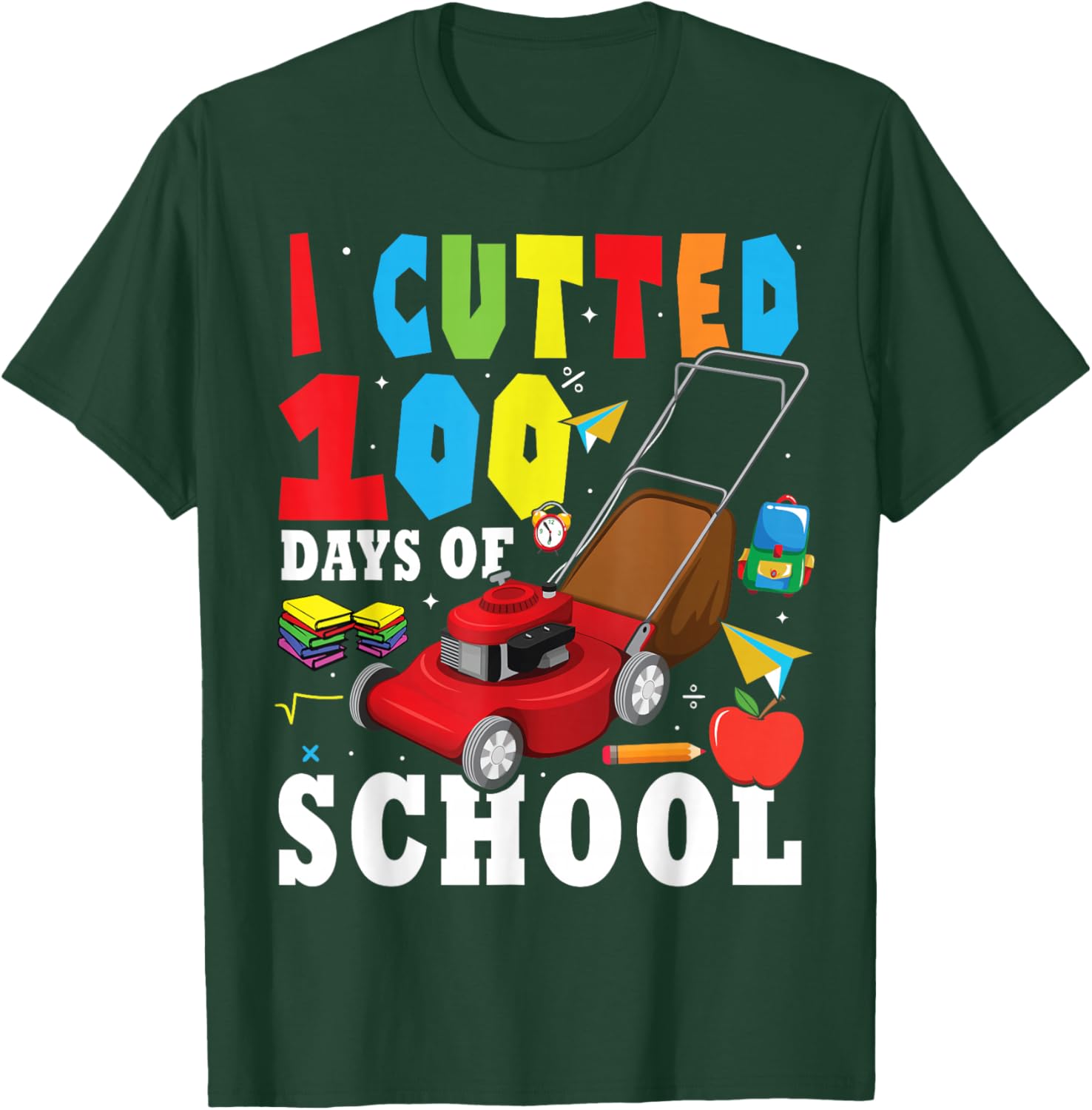 Cool Lawn Mower Apparel 100th Day Of School Teachers Boys T-Shirt - T-Shirt | Forest
