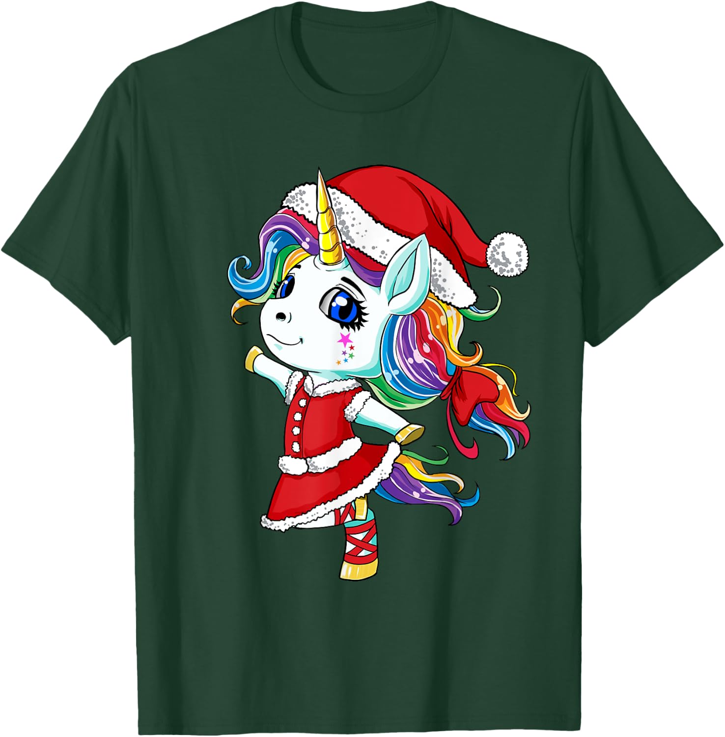 Unicorn Santa Claus Christmas Unicorns Girls T-Shirt - T-Shirt | Forest