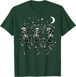 Skeleton Dancing Under The Moon Funny Halloween Skull Dance T-Shirt - T-Shirt | Forest