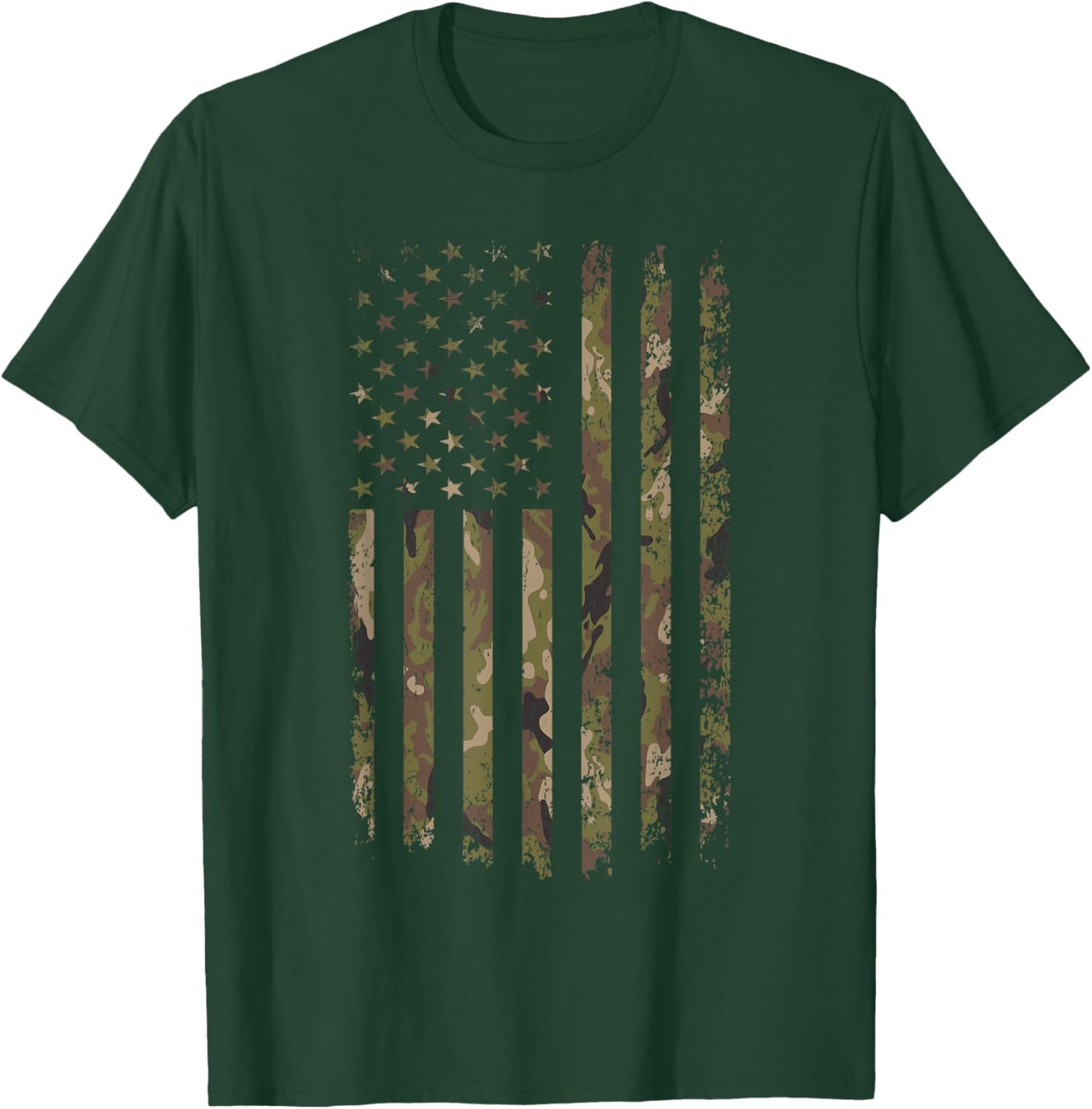 Camo American Flag USA Camouflage Men Boys Women Girls Kids T-Shirt - T-Shirt | Forest