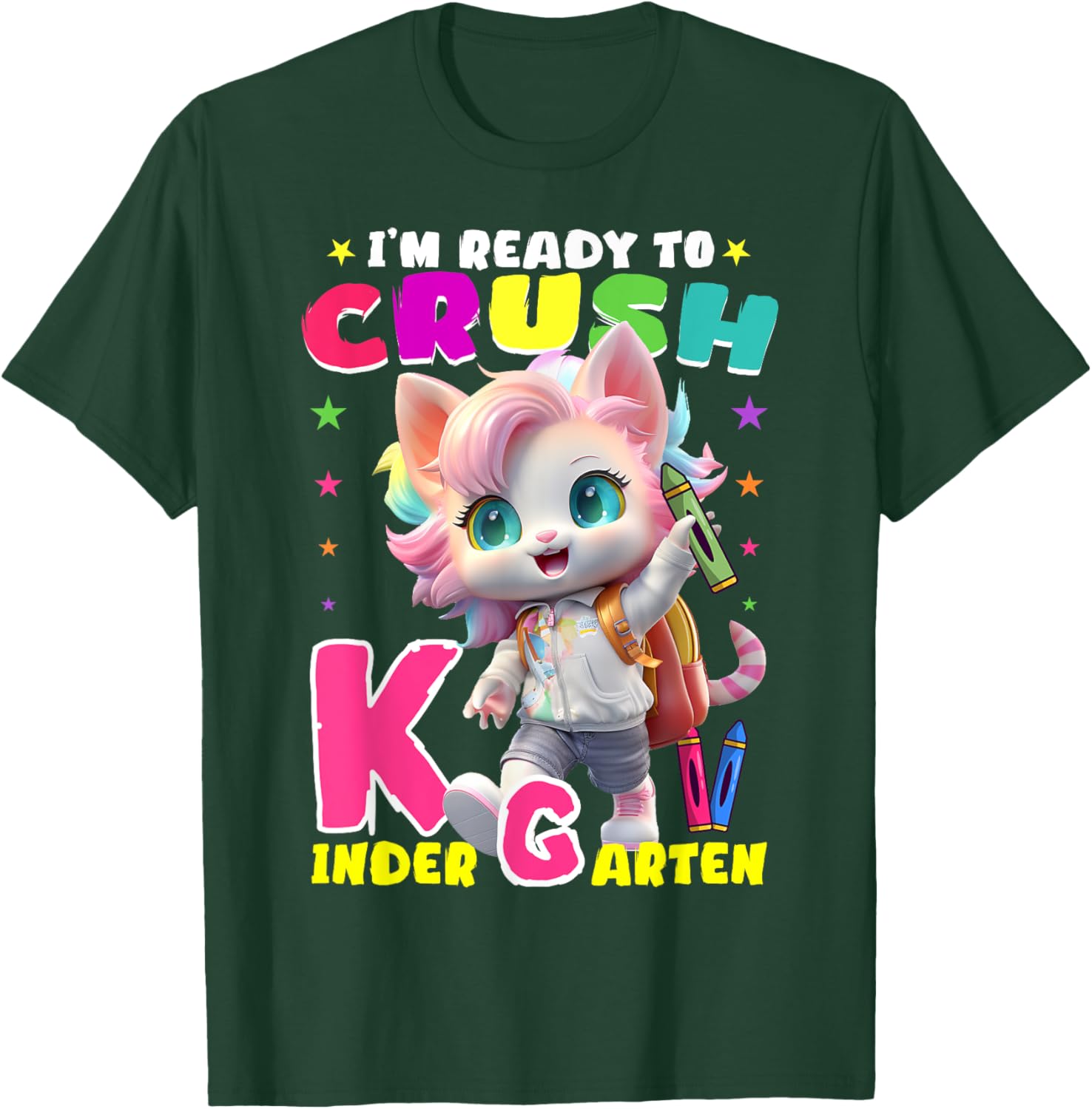 I'm Ready To Crush Kindergarten Unicorn Back To School Girls T-Shirt - T-Shirt | Forest