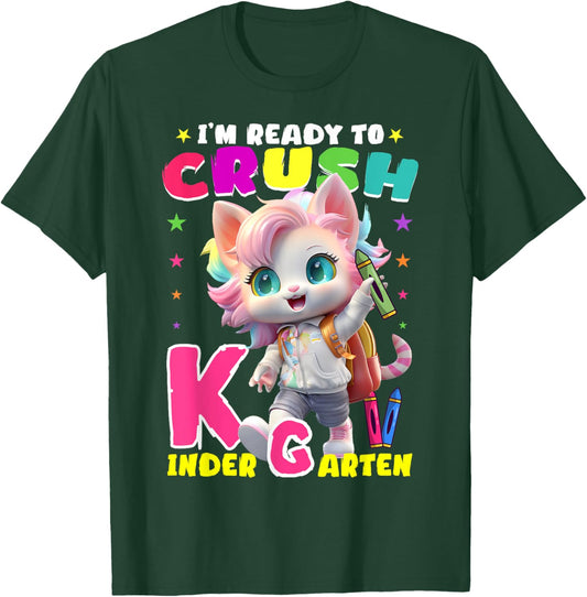I'm Ready To Crush Kindergarten Unicorn Back To School Girls T-Shirt - T-Shirt | Forest
