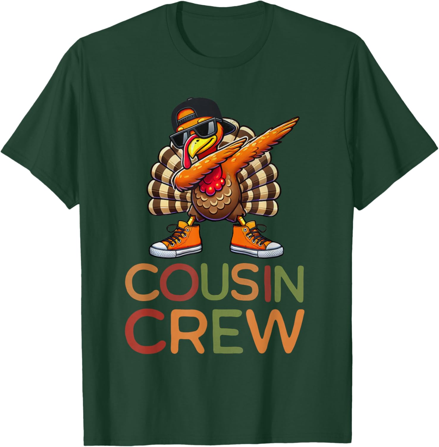 Thanksgiving Cousin Crew Matching Kids Dabbing Turkey Boys T-Shirt - T-Shirt | Forest