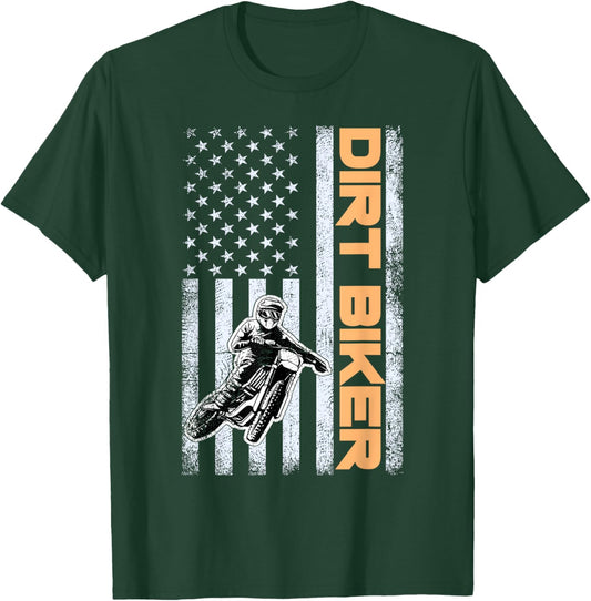 Dirt Bike Motocross Biker Boys Youth and Women T-Shirt - T-Shirt | Forest