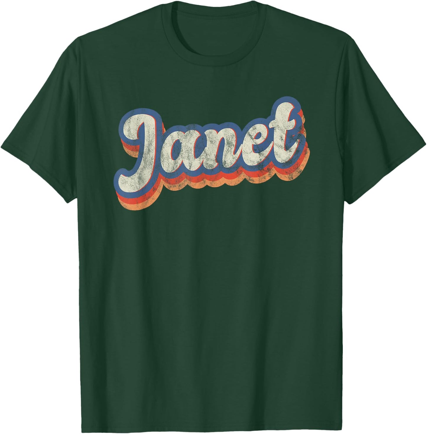 Janet Personalized Name Shirt Custom Lettering 70's T-Shirt - T-Shirt | Forest