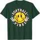 Softball Vibes Smile Face Game Day Softball Life Mom Retro T-Shirt - T-Shirt | Forest