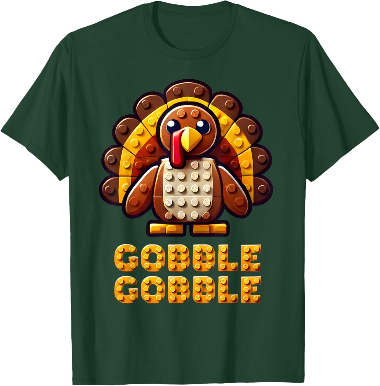 Play Building Blocks Turkey Thanksgiving Builder Boys Kids T-Shirt - T-Shirt | Forest