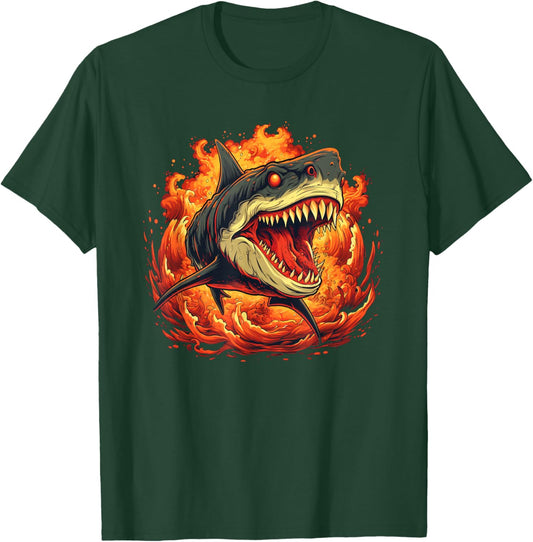 Flames and Fire Shark for cool burning Fish Lovers T-Shirt - T-Shirt | Forest