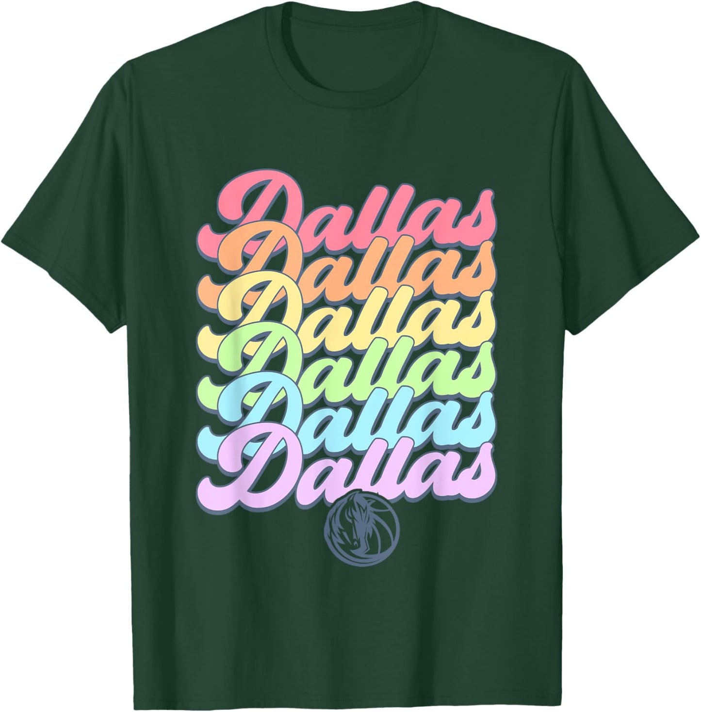 NBA Dallas Mavericks Pastel Rainbow Pride Stack T-Shirt - T-Shirt | Forest