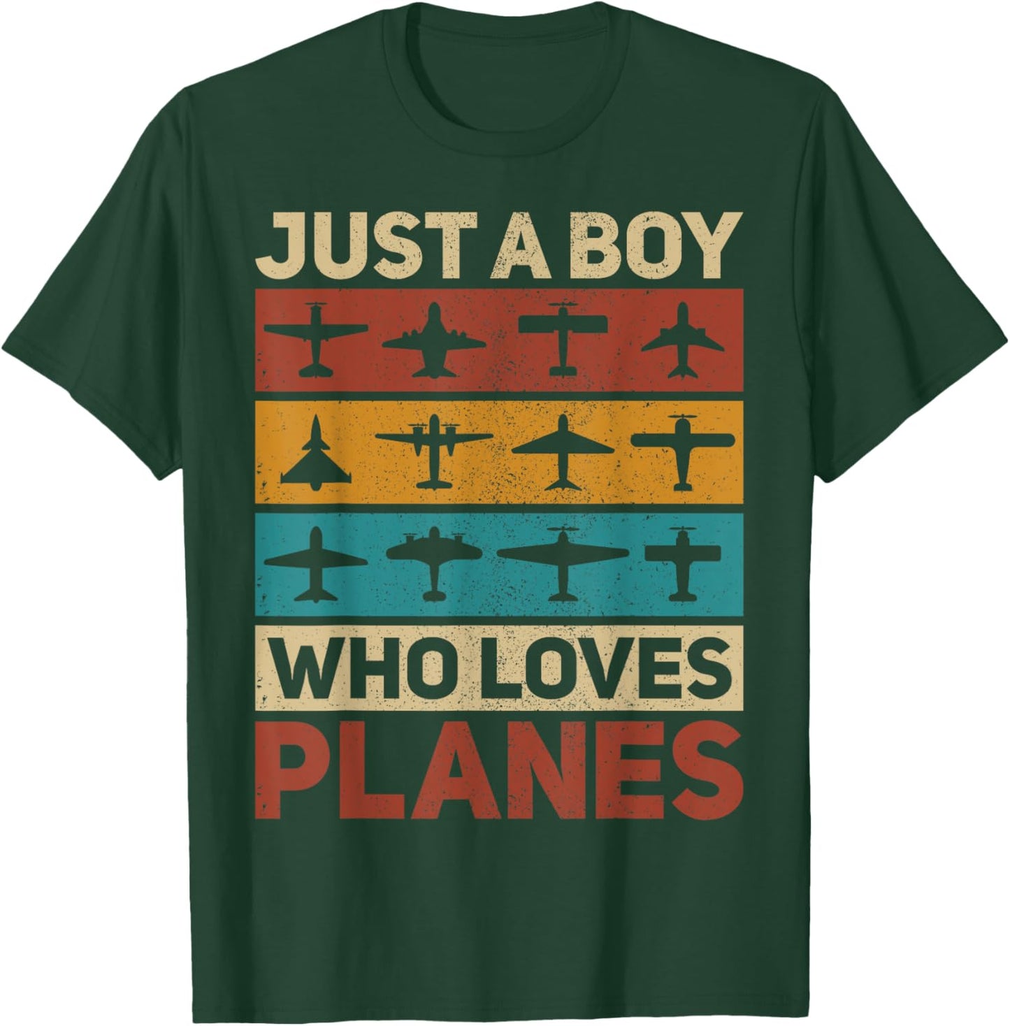 Just A Boy Who Loves Planes Pilot Plane Aviation Airplane T-Shirt - T-Shirt | Forest