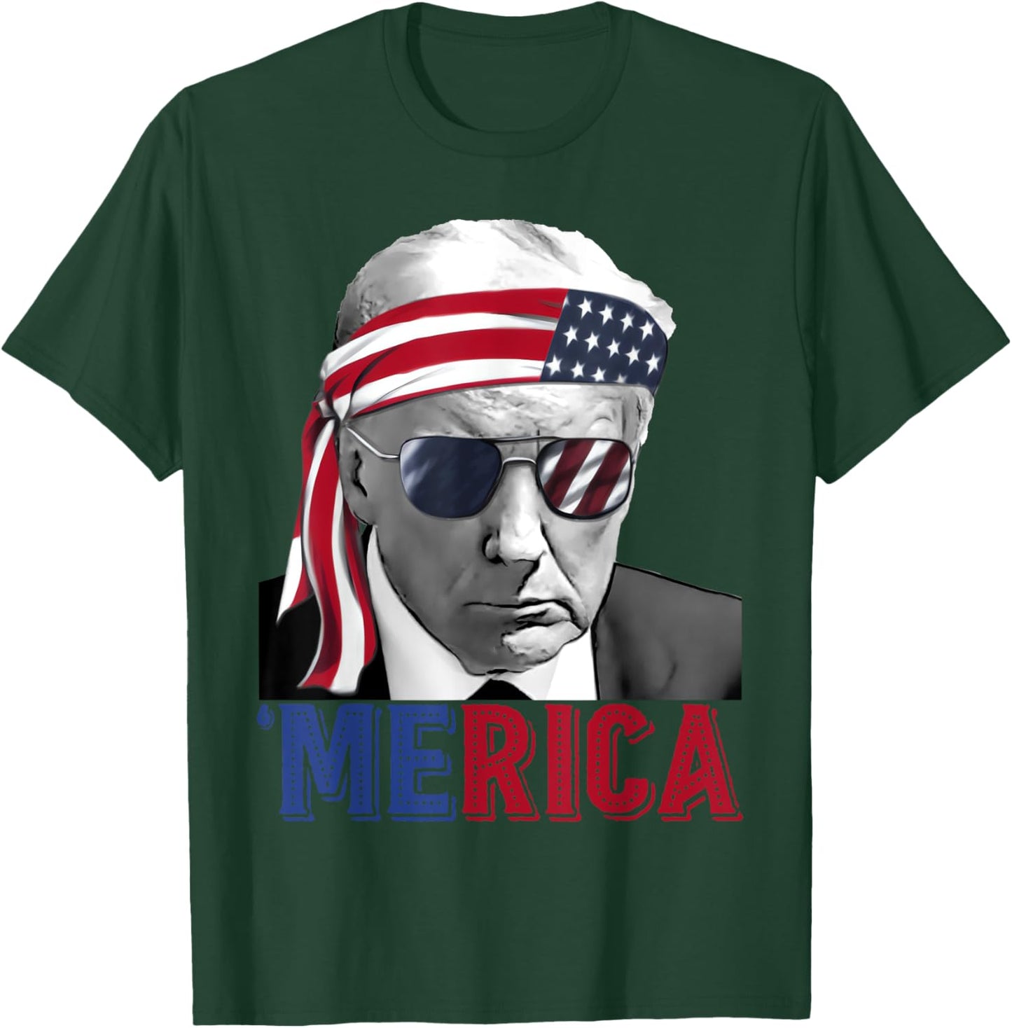 Happy 4th Of July 'MERICA TRUMP American Flag USA Women Girls Kids Men T-Shirt - T-Shirt | Forest