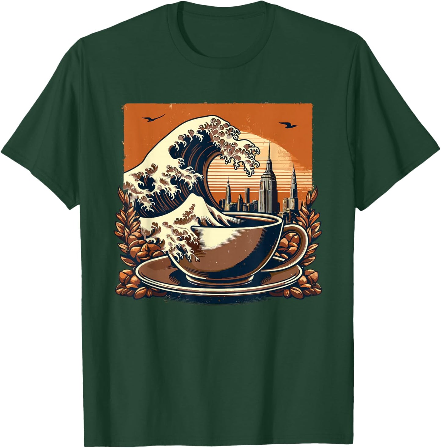 The Great Wave Of Coffee Funny Coffee - I Love Coffee T-Shirt - T-Shirt | Forest