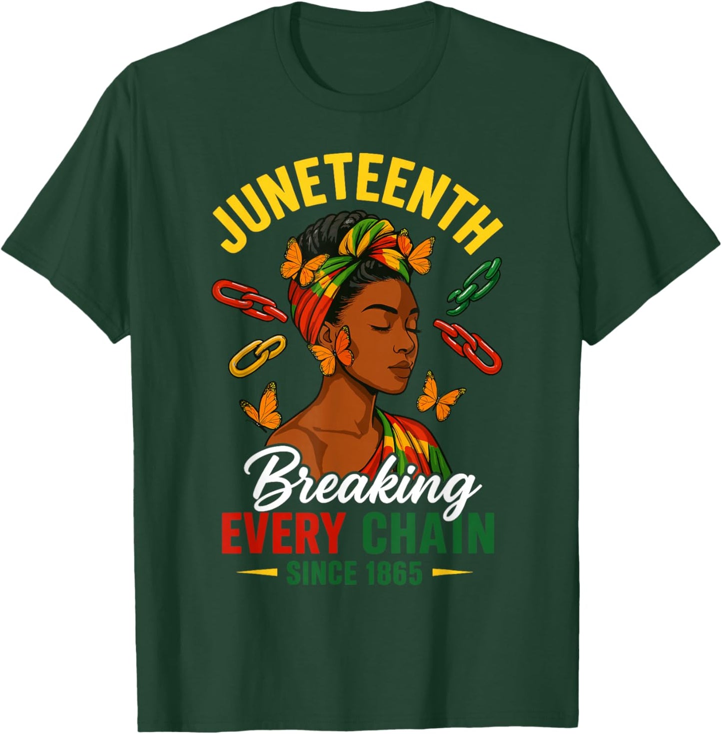 Juneteenth Breaking Every Chain Yellow 1865 Juneteenth Women T-Shirt - T-Shirt | Forest
