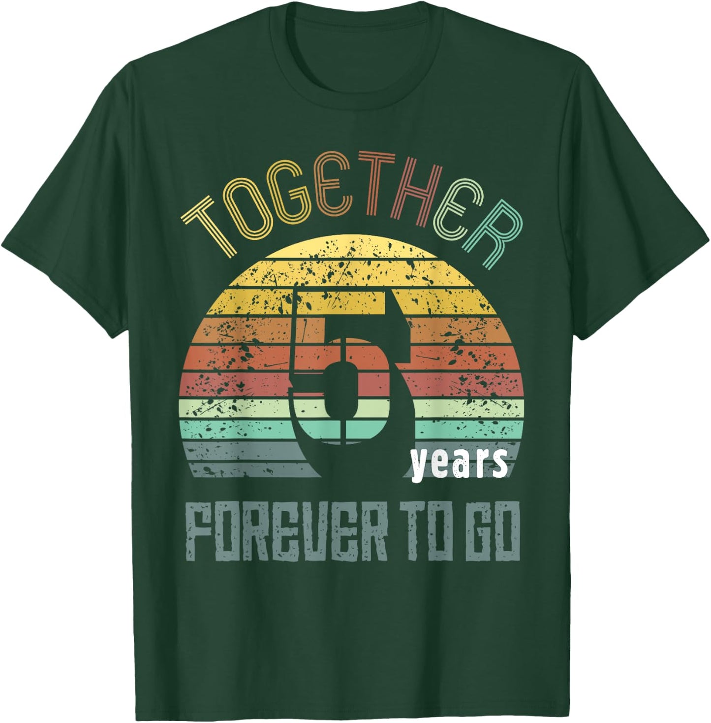 5th Years Wedding Anniversary Gifts For Couple Matching Five T-Shirt - T-Shirt | Forest
