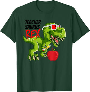Teachersaurus Rex Teacher Dinosaur Back to School Dino Gift T-Shirt - T-Shirt | Forest