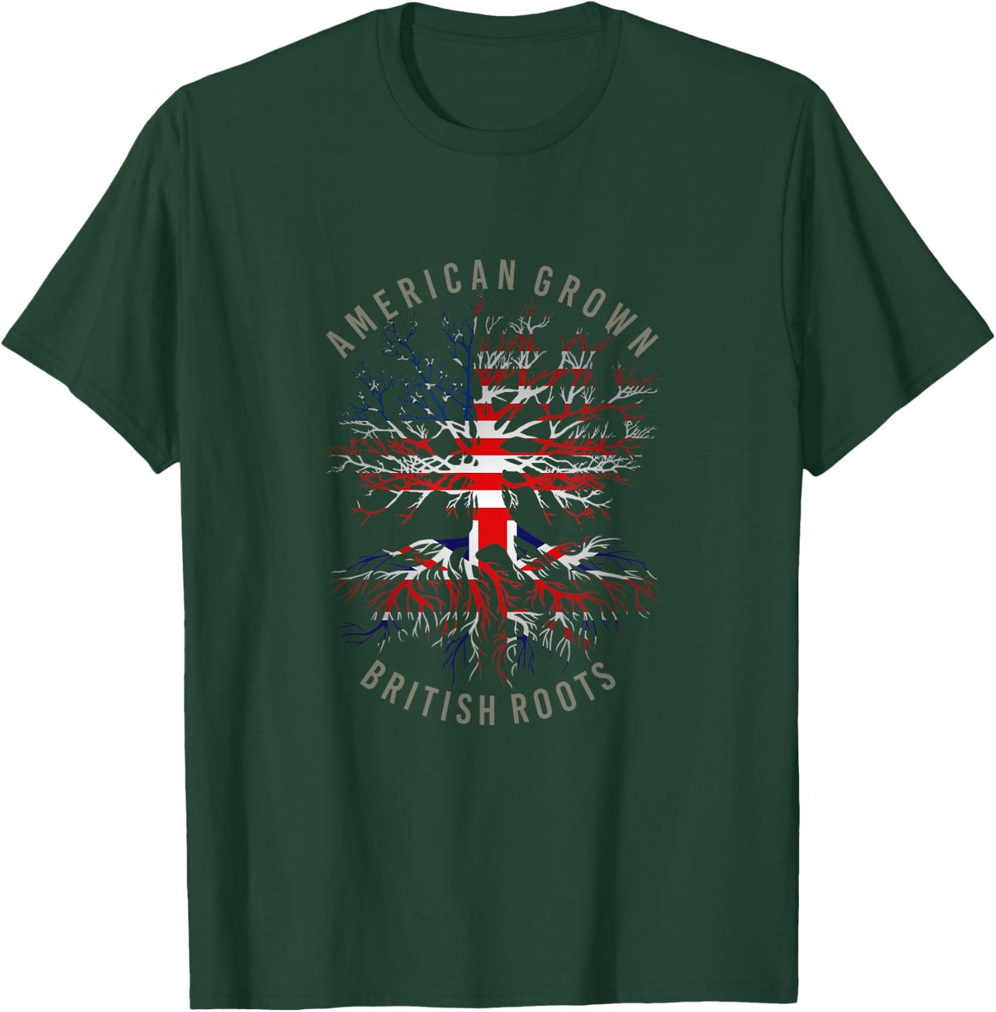 American Grown British Roots USA Great Britain Flag Heritage T-Shirt - T-Shirt | Forest