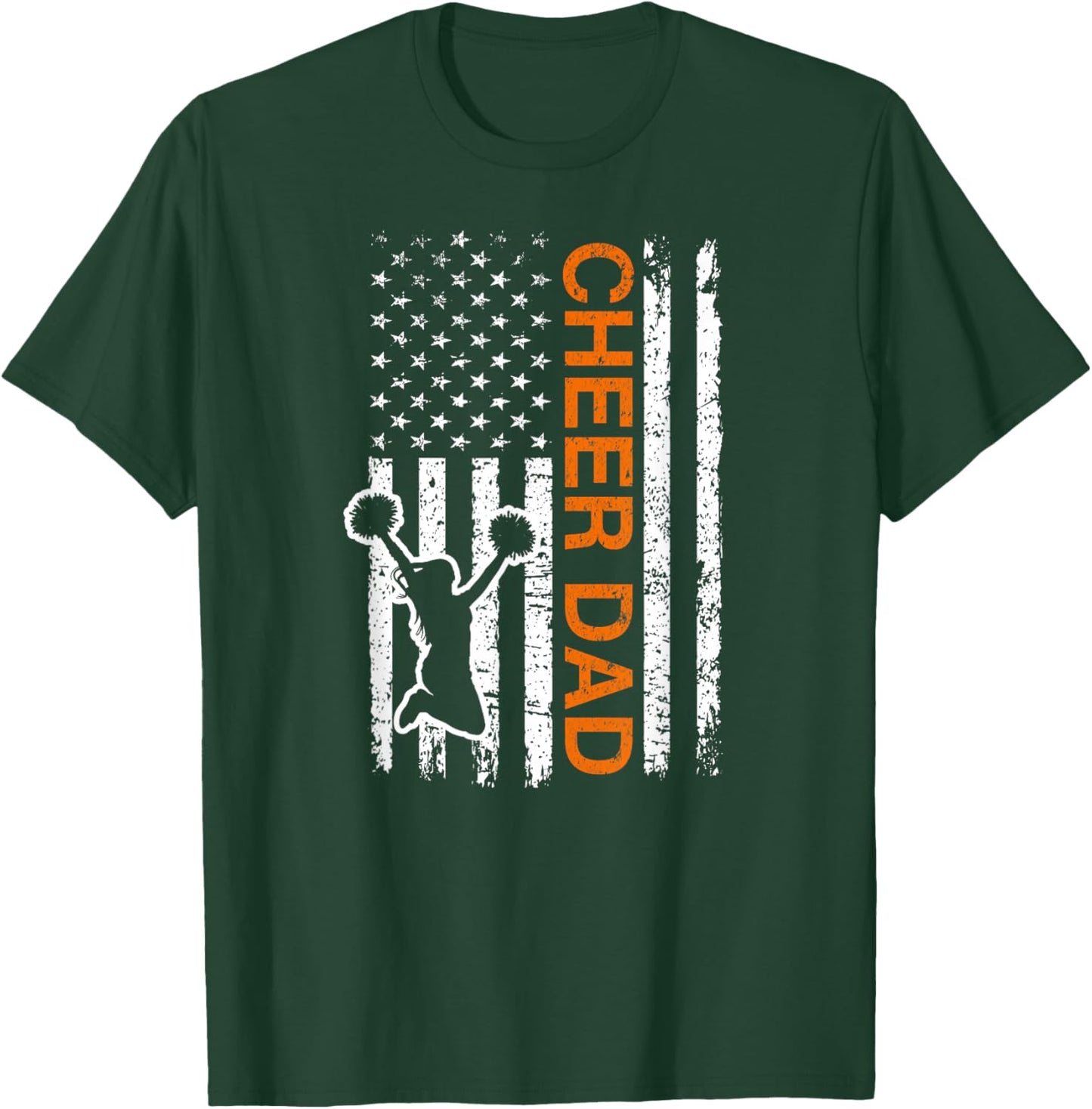 Cheer Dad Flag Orange Cheerleading T-Shirt - T-Shirt | Forest