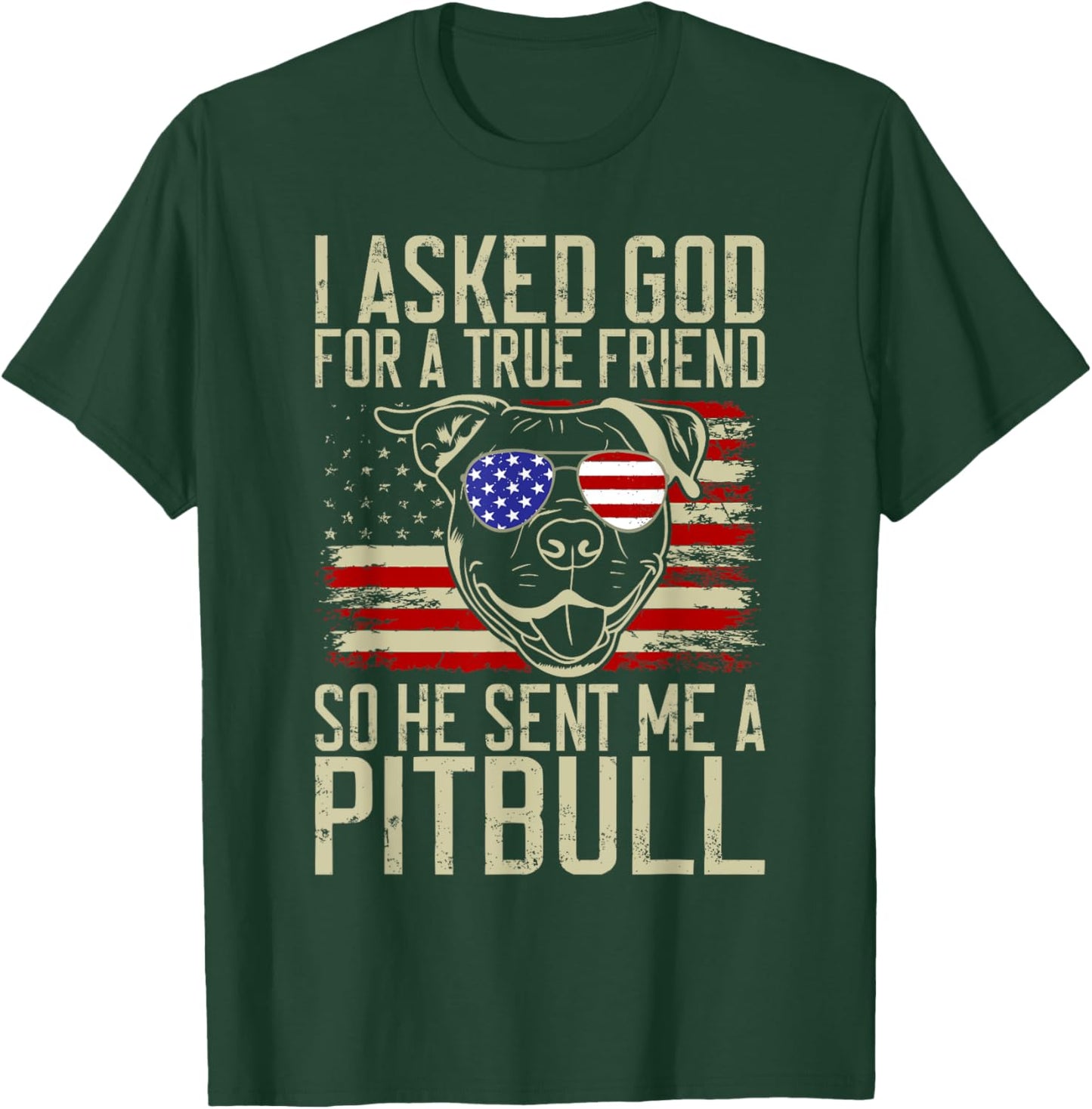 I asked God for a true Friend so he sent me a Pitbull T-Shirt - T-Shirt | Forest