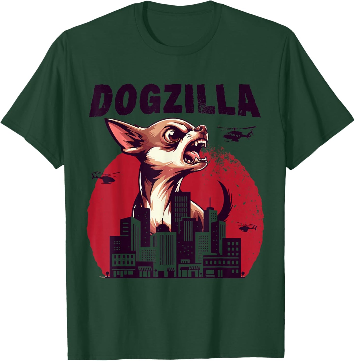 Dogzilla Funny Giant Chihuahua Doggo Cute Dog in City T-Shirt - T-Shirt | Forest