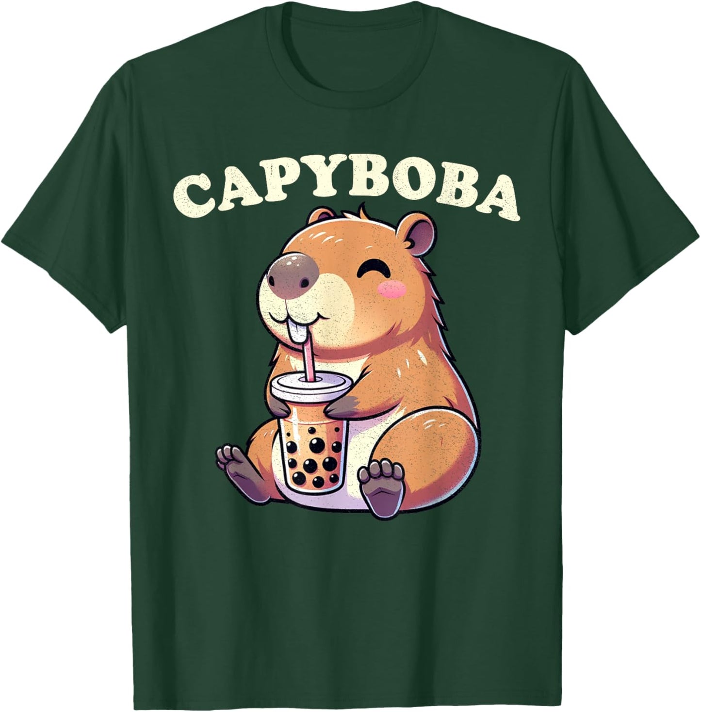 Capybara Shirt Funny Capybara Rodent, Capyboba Boba Milk Tea T-Shirt - T-Shirt | Forest