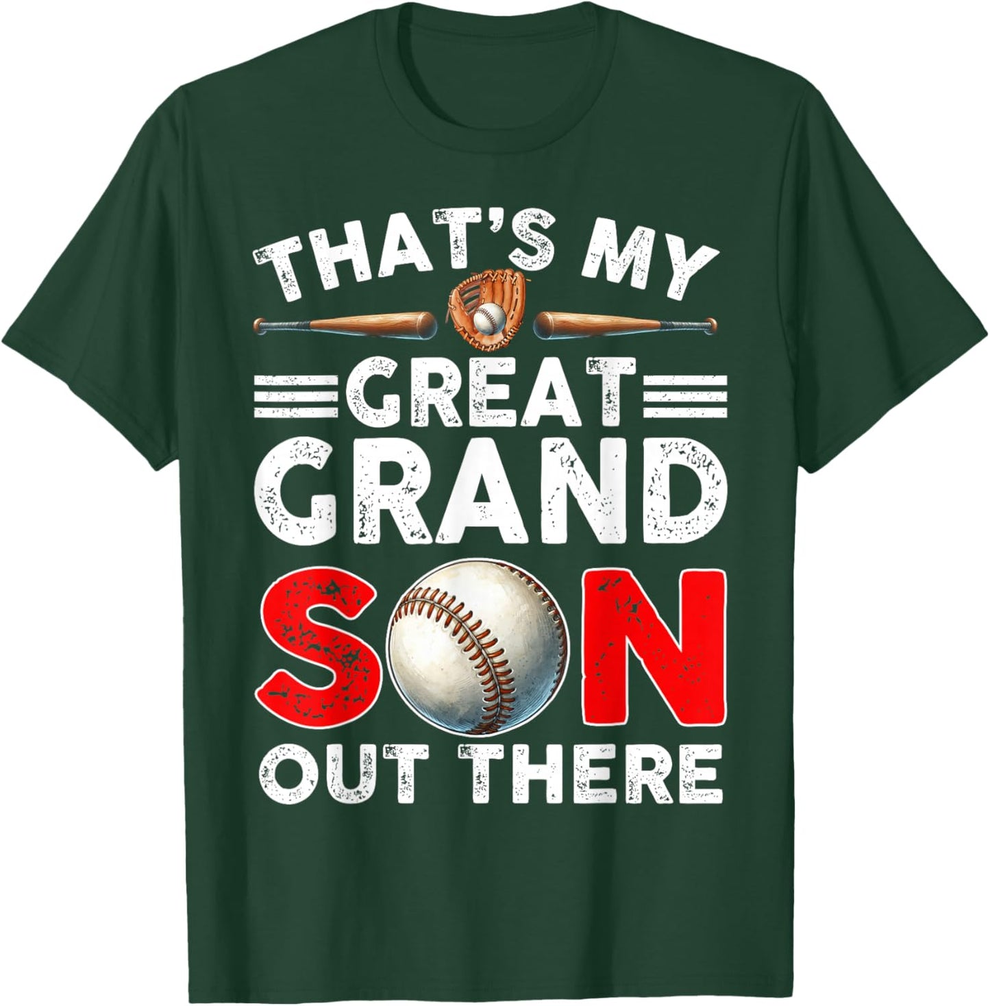 Vintage That's My Great Grandson Out There Baseball T-Shirt - T-Shirt | Forest