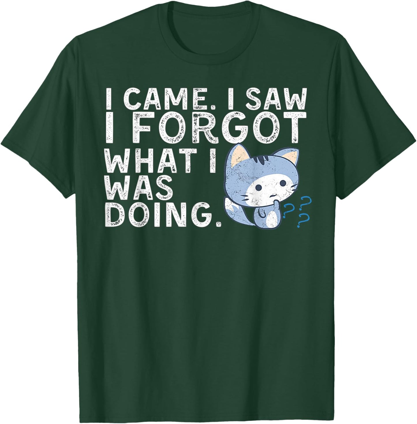 Distressed Cat Saying Shirt I Came. I Saw I Forgot Funny Cat Women T-Shirt - T-Shirt | Forest