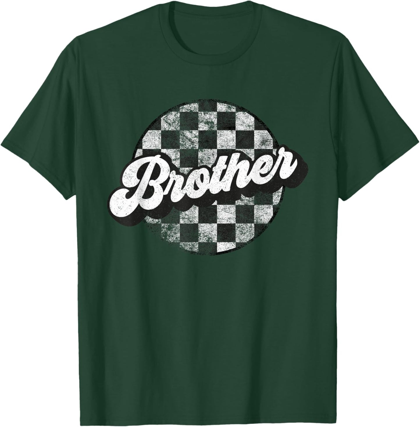 Funny Retro Checkered Brother Race Vintage Matching Family T-Shirt - T-Shirt | Forest