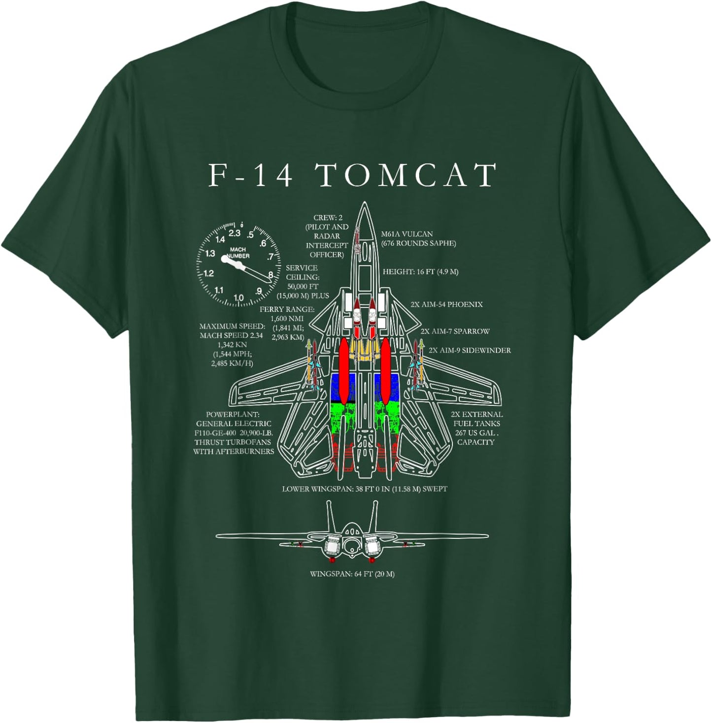 F-14 Tomcat Specs Shirt T-Shirt - T-Shirt | Forest