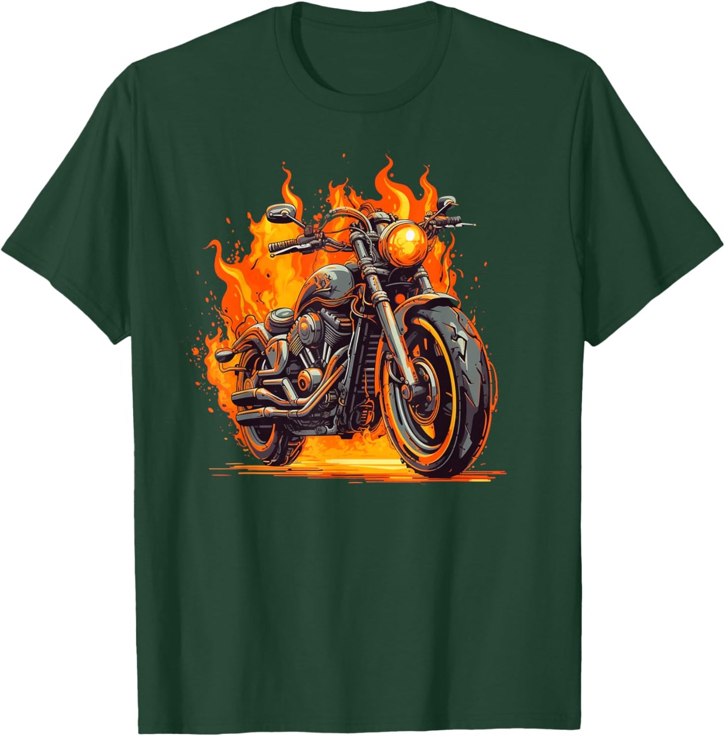 Cool Motorbike Flames and burning Motorcycle love T-Shirt - T-Shirt | Forest