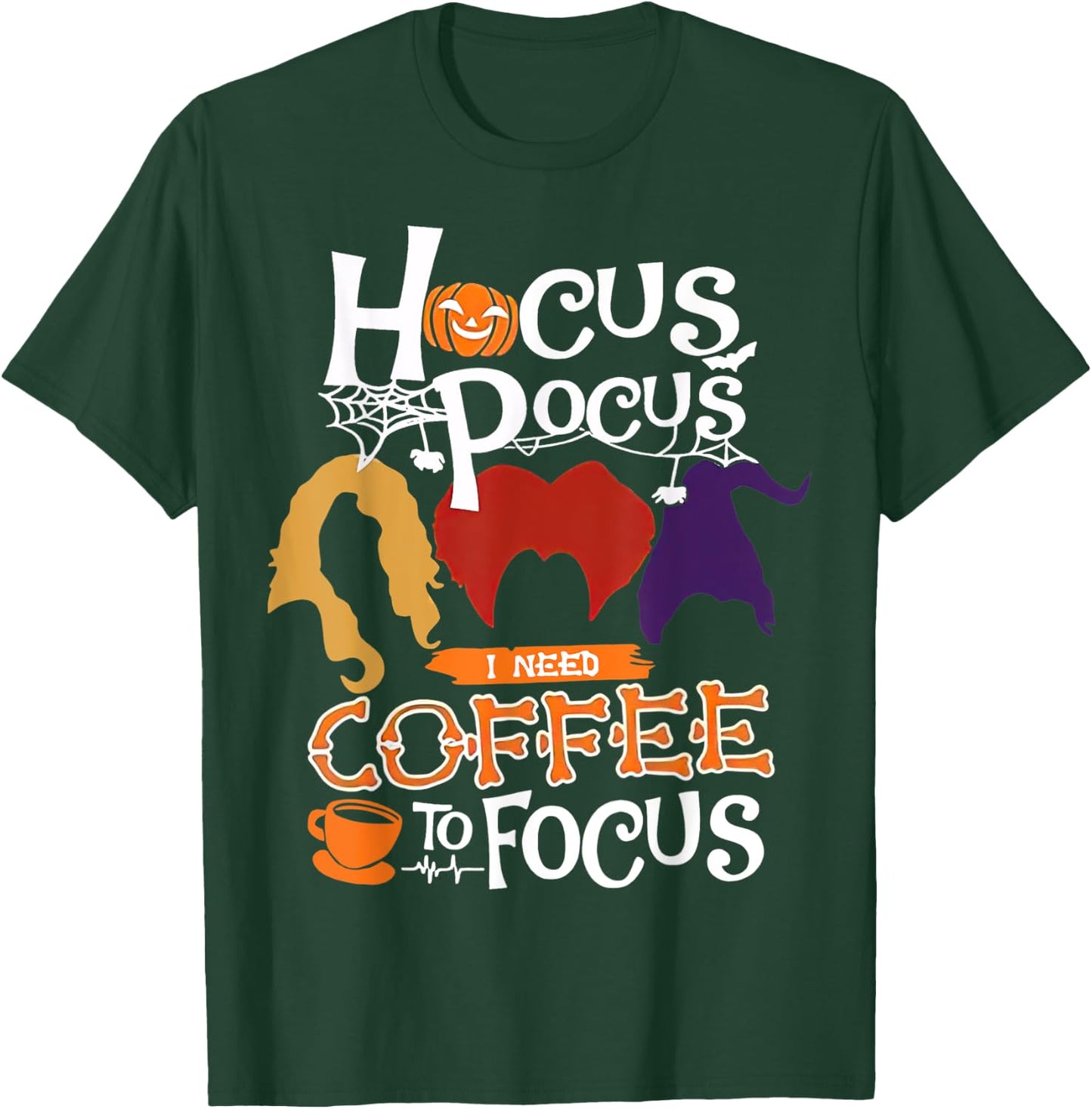 Hocus Pocus I Need Coffee to Focus Halloween T-Shirt - T-Shirt | Forest