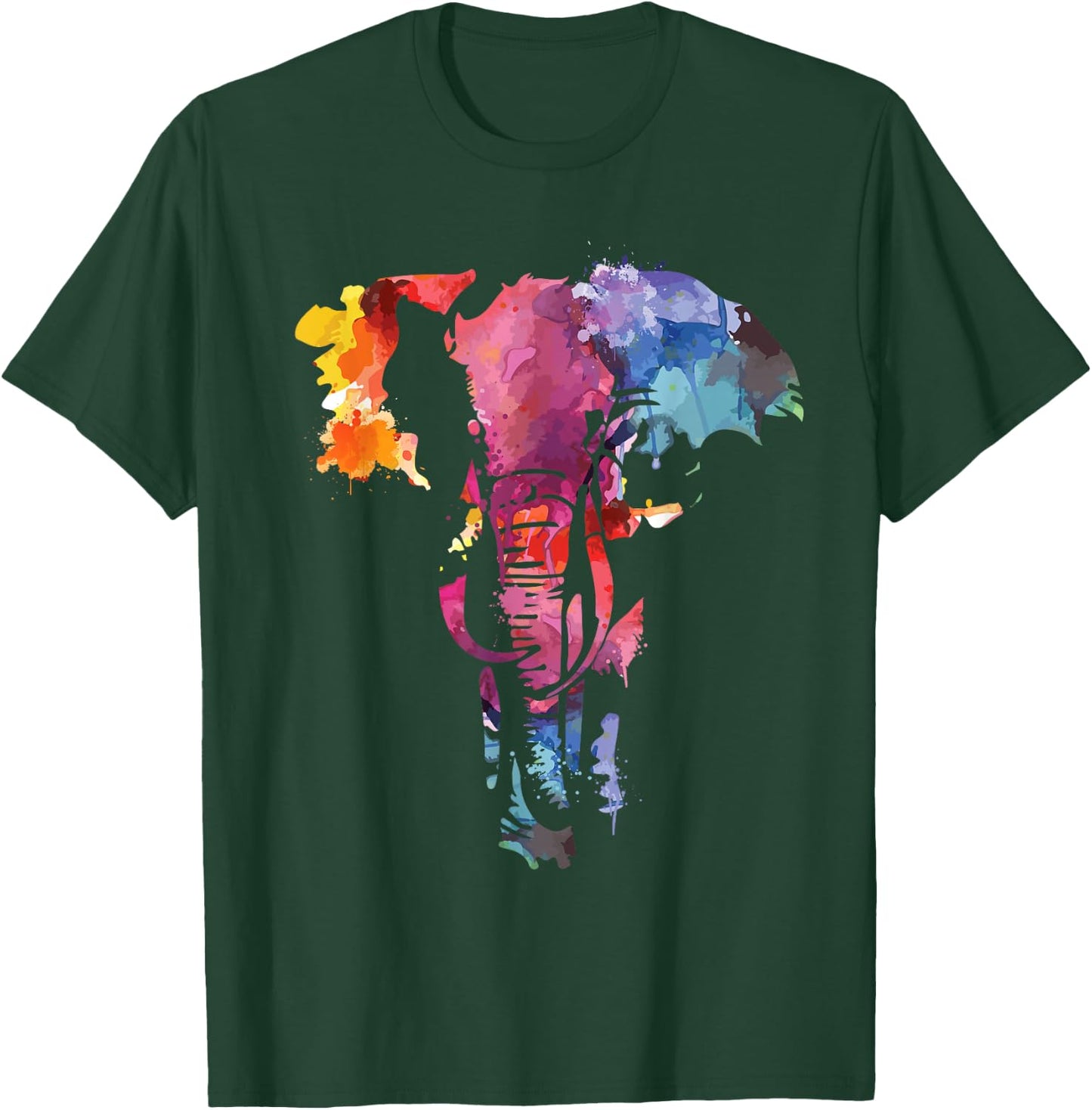 Elephant Watercolor Art Design For People Who Love Elephants T-Shirt - T-Shirt | Forest