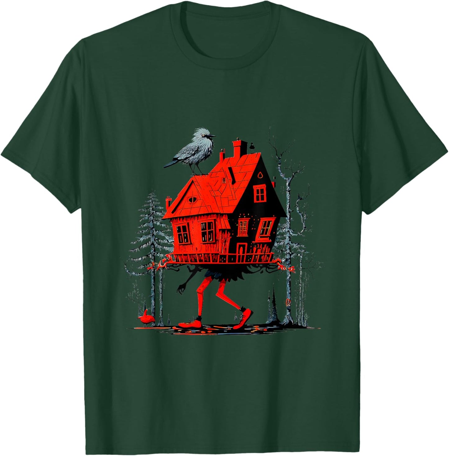 Walking House on Chicken Legs Slavic folklore Baba Yaga Art T-Shirt - T-Shirt | Forest