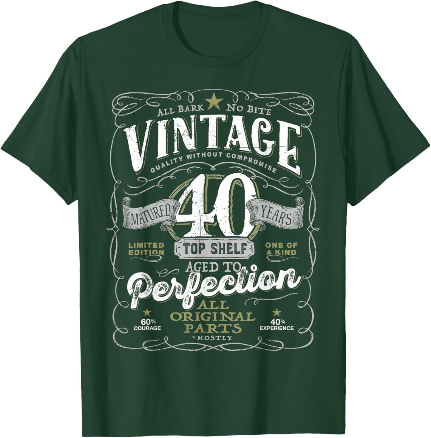 40th Birthday Top , Vintage Aged Top Shelf Born 1985 T-Shirt - T-Shirt | Forest