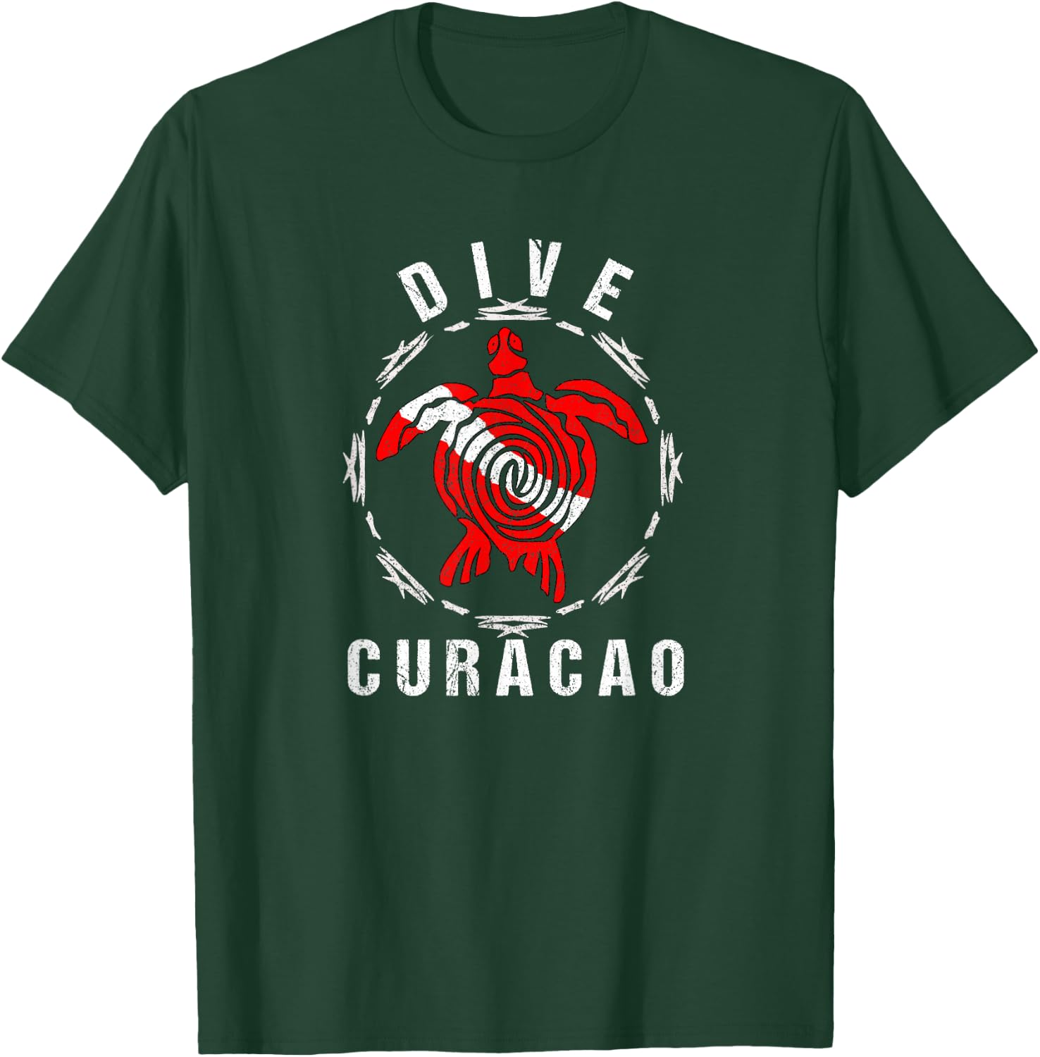 Dive Curacao Vintage Tribal Turtle T-Shirt - T-Shirt | Forest