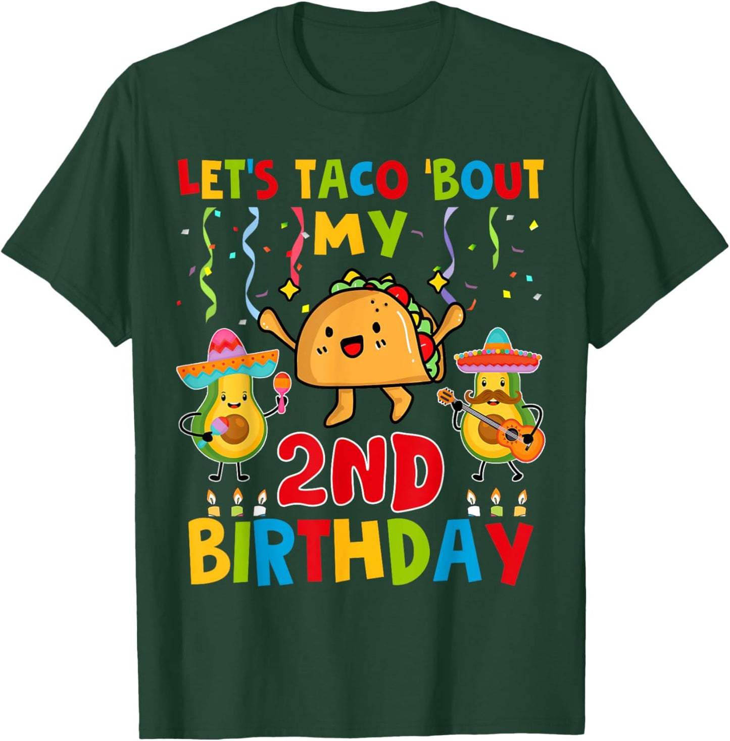 Cinco De Mayo Let's Taco Bout My 2nd Birthday Toddler Kids T-Shirt - T-Shirt | Forest