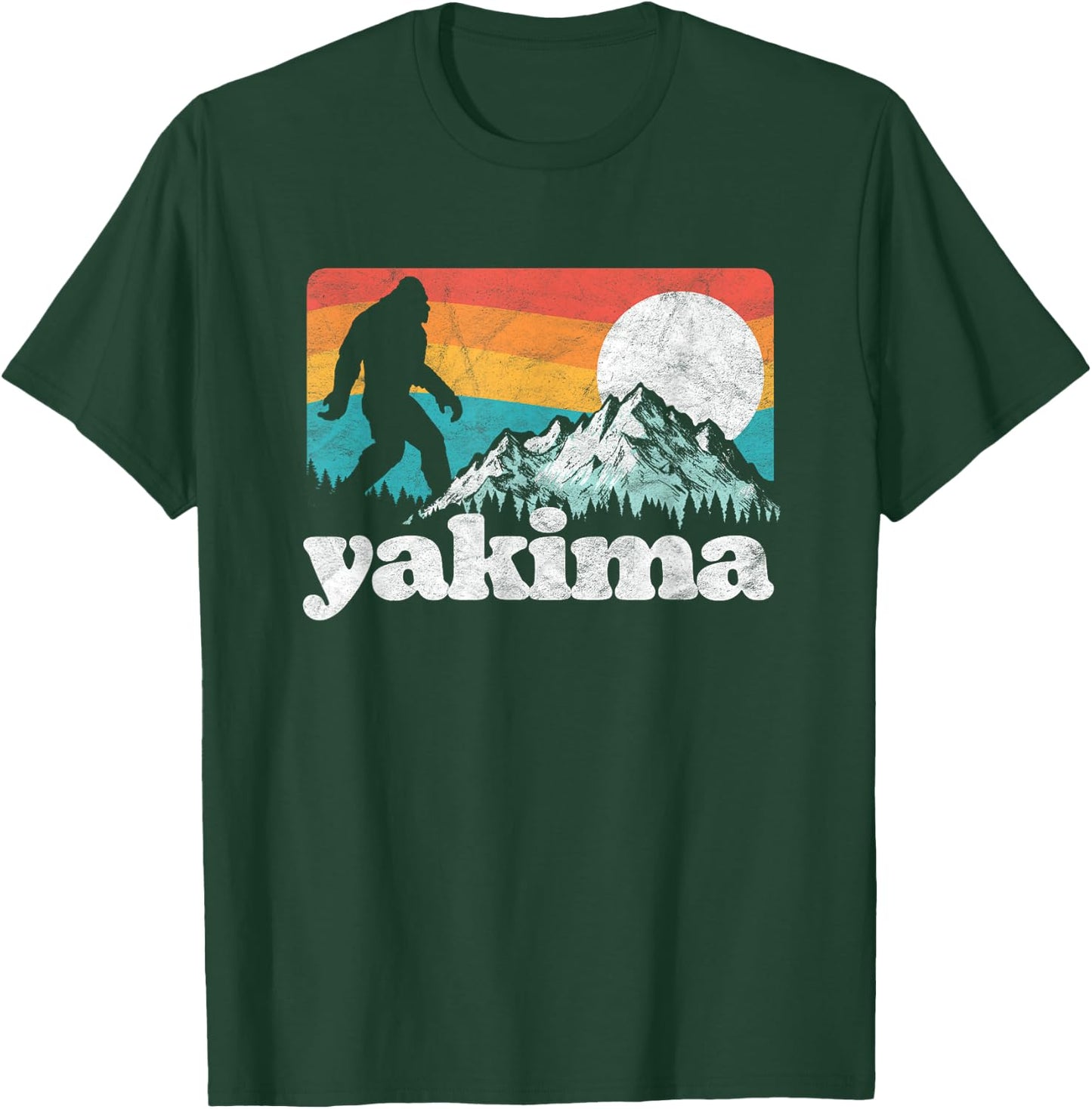 Yakima Washington Bigfoot Mountains Retro Distressed 80s T-Shirt - T-Shirt | Forest