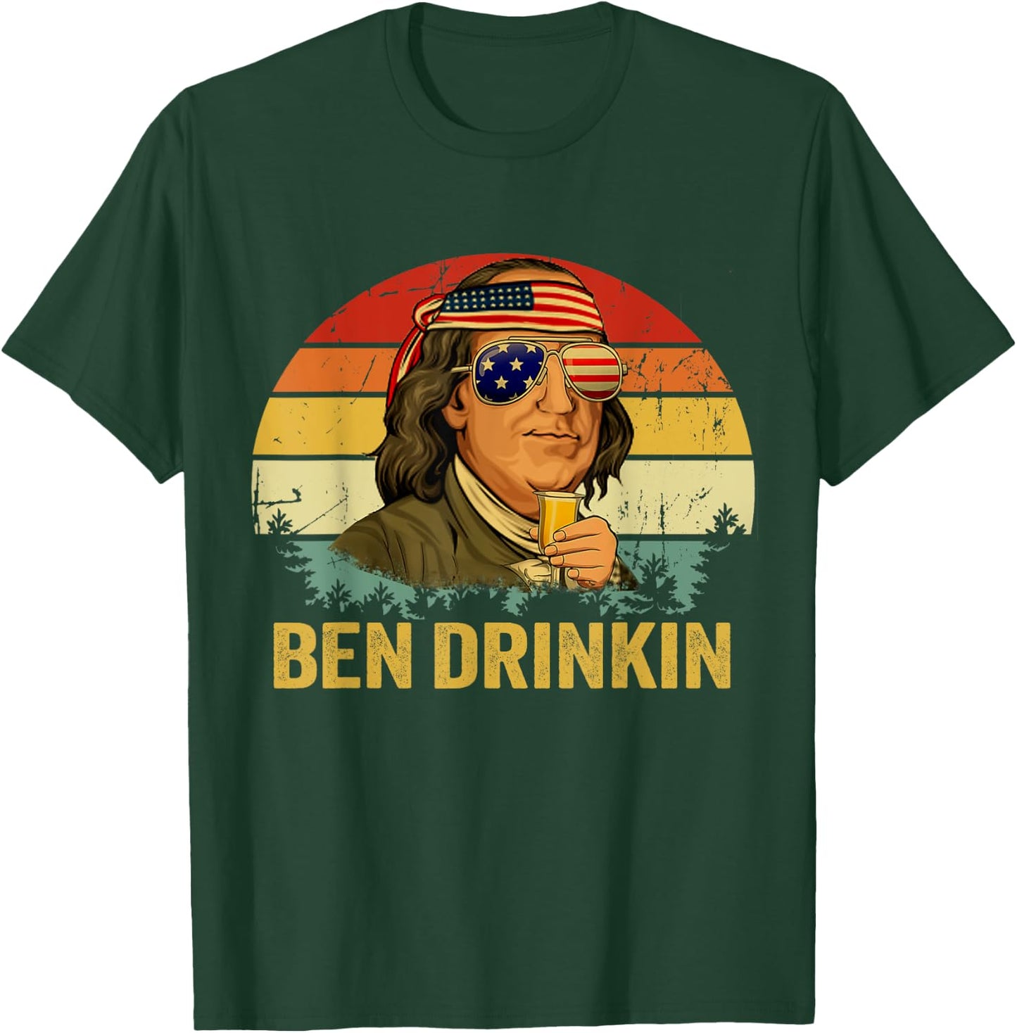 Benjamin Franklin Drinkin Shirt - Vintage Ben Drinkin T-Shirt - T-Shirt | Forest