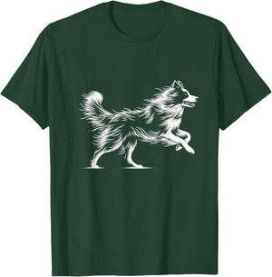 Line Art Pets Energetic Border Collie , Small, Black T-Shirt - T-Shirt | Forest