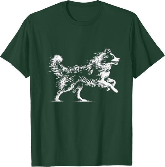 Line Art Pets Energetic Border Collie , Small, Black T-Shirt - T-Shirt | Forest