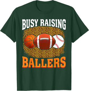 Busy Raising Ballers basketball football baseball mom T-Shirt - T-Shirt | Forest