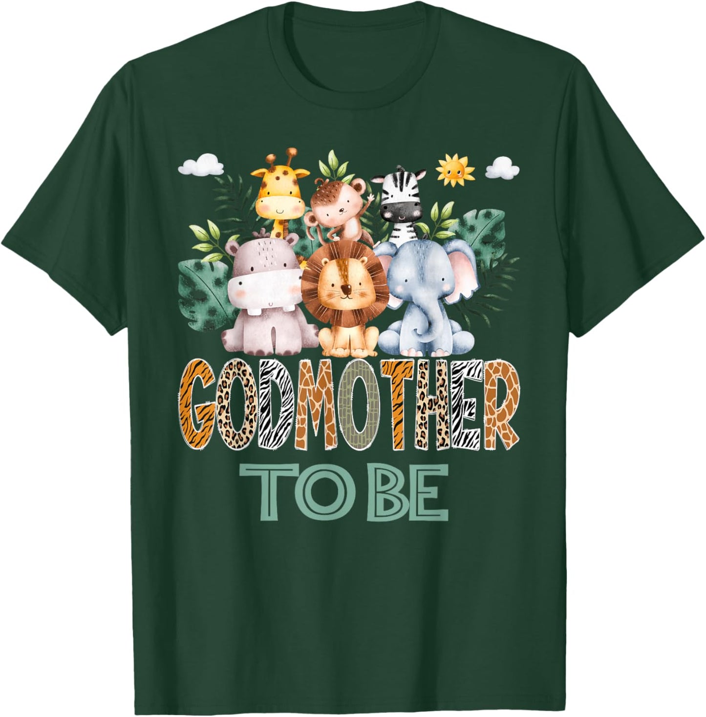 Soon To Be GodMother Jungle Animal Safari Gender Reveal T-Shirt - T-Shirt | Forest
