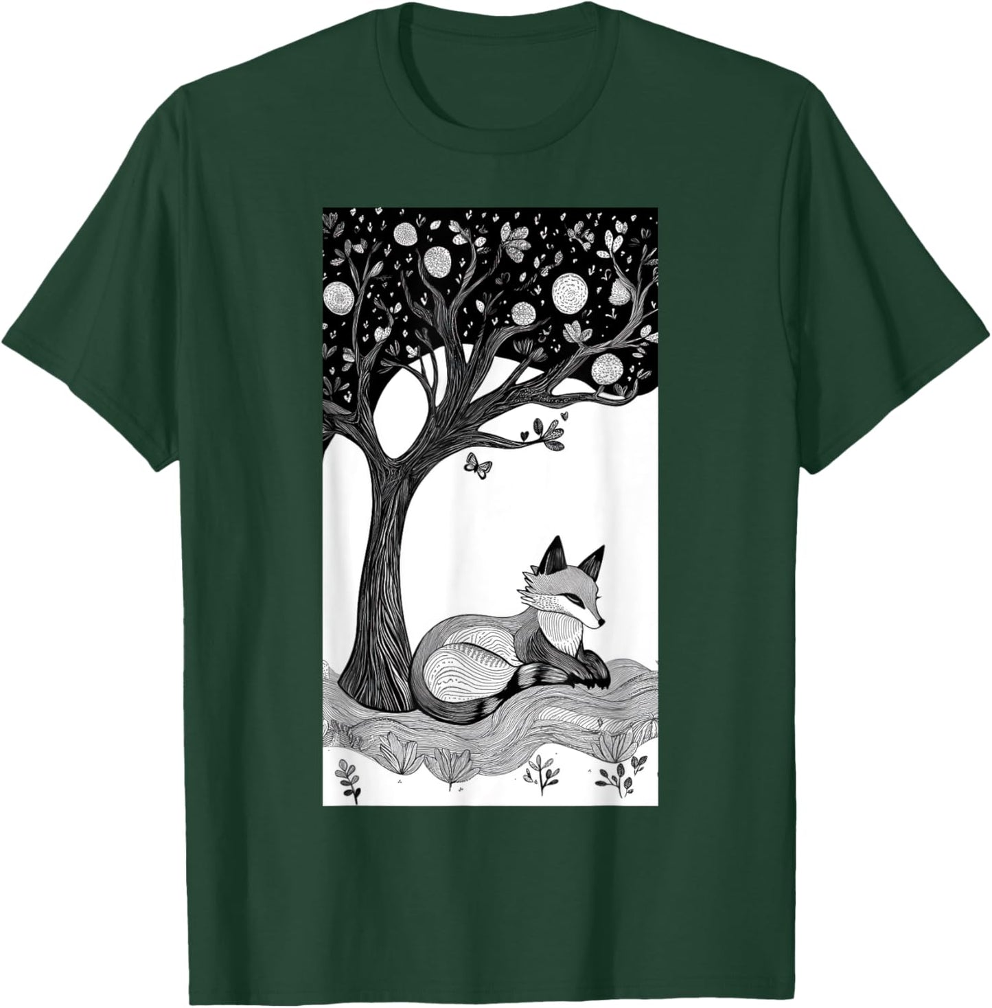 Fox Trees Nature Tree art Animal lover Art T-Shirt - T-Shirt | Forest