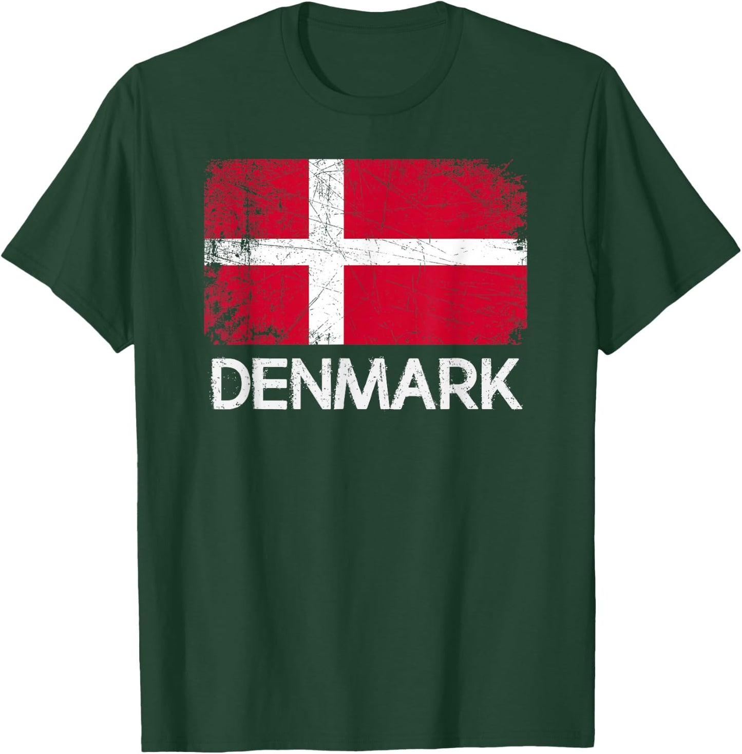 Danish Flag | Vintage Made In Denmark Gift T-Shirt - T-Shirt | Forest