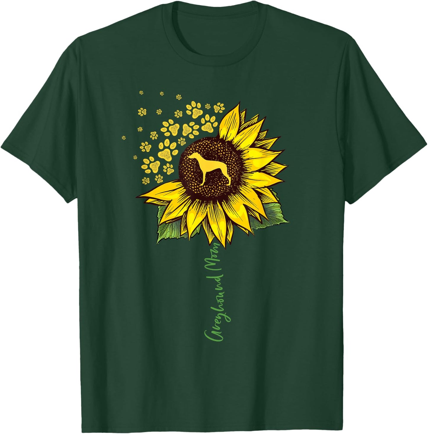 Greyhound Mom Sunflower Greyhound Gifts Dog Mom Mama T-Shirt - T-Shirt | Forest