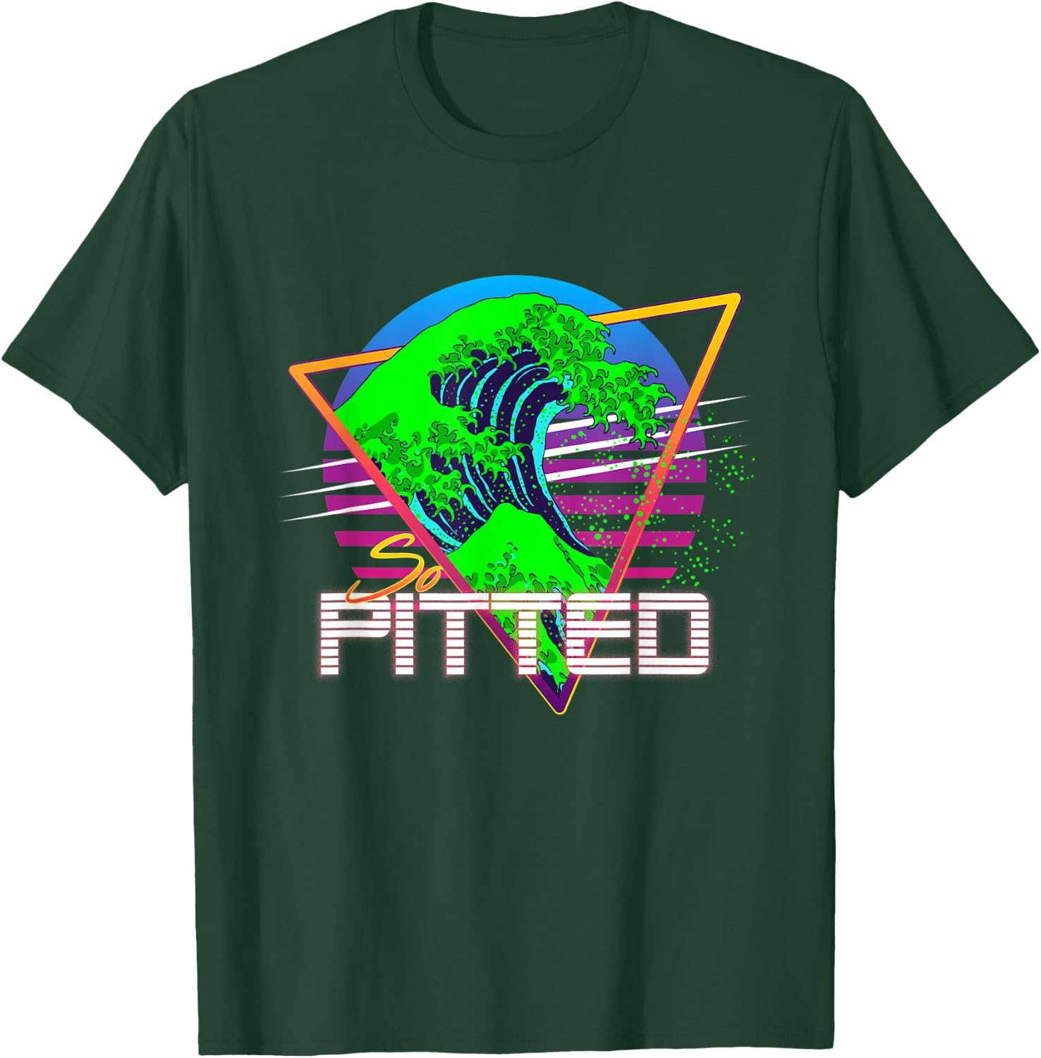 So Pitted Kanagawa Great Wave Retrowave Outrun Surfing T-Shirt - T-Shirt | Forest