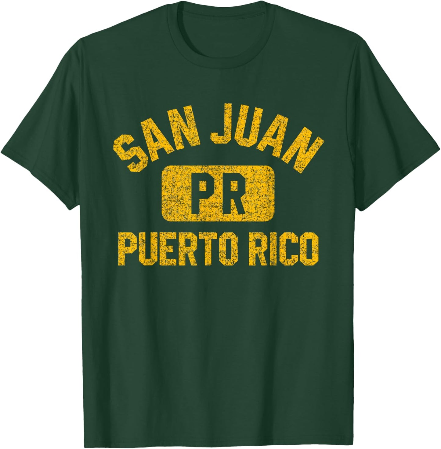 San Juan Puerto Rico Gym Style Distressed Amber Print T-Shirt - T-Shirt | Forest