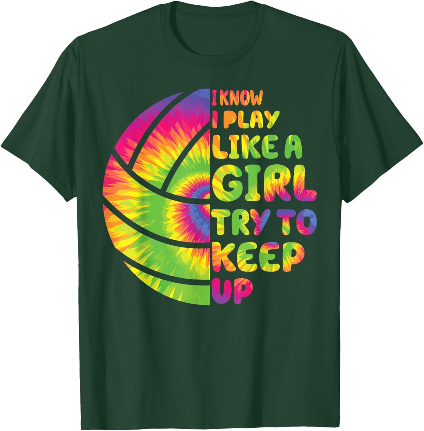 Teen Girls Volleyball t Shirt Funny Kids Player Tie Dye T-Shirt - T-Shirt | Forest