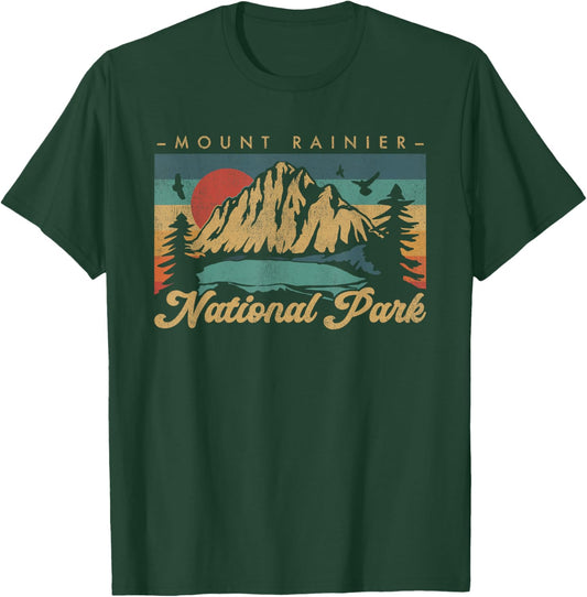 Retro Vintage Graphic Mount Rainier National Park T-Shirt - T-Shirt | Forest